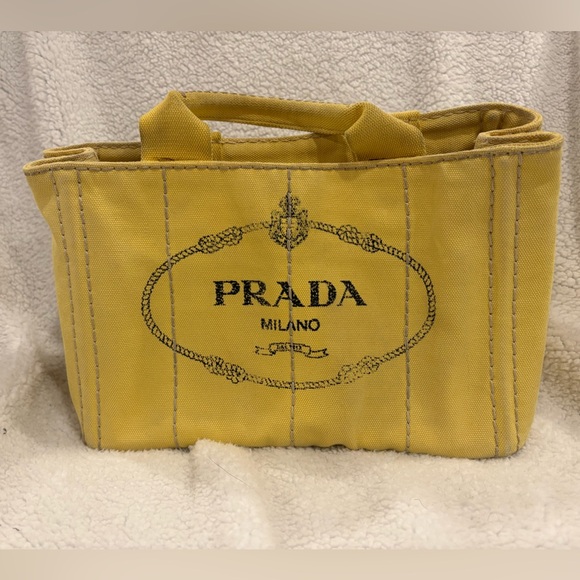 Prada Handbags - Yellow Prada Canapa Tote Canvas Mini